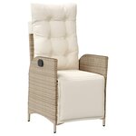 vidaXL Ensemble à manger de jardin et coussins 7 Pièces beige poly rotin
