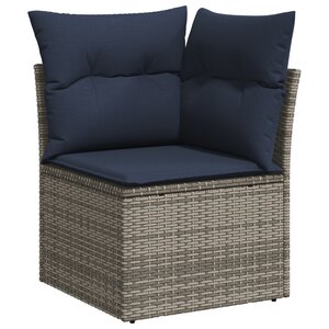 vidaXL Canapé d'angle de jardin avec coussins gris résine tressée