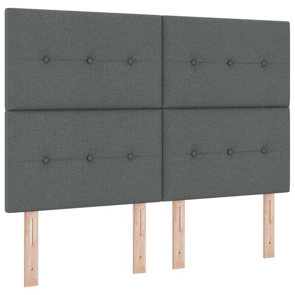 vidaXL Lit à ressorts avec matelas Gris foncé 160 x 200 cm tissu
