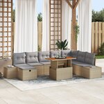 vidaXL Set de salle à manger de jardin de 9 pièces avec coussins Beige Polyrotin Acacia