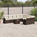 vidaXL Salon de jardin 10 Pièces avec coussins marron résine tressée