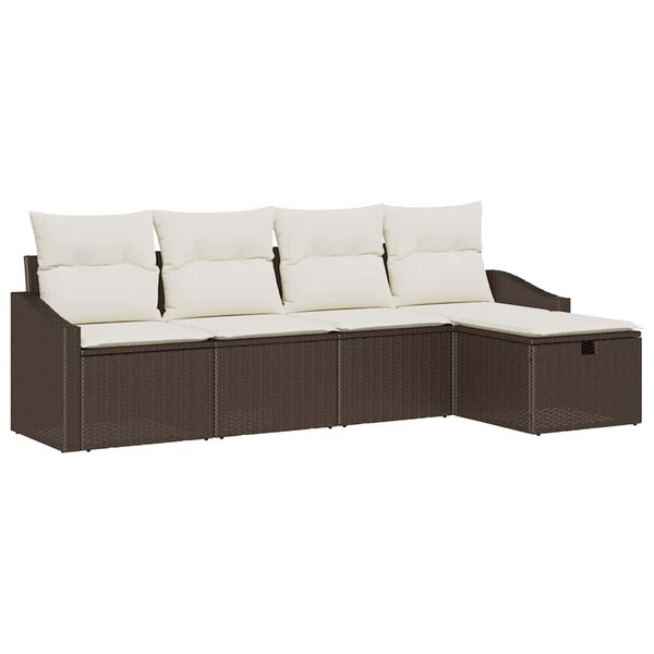 vidaXL Ensemble de canapé de jardin 5 Pièces Marron 233 x 117 x 85 cm