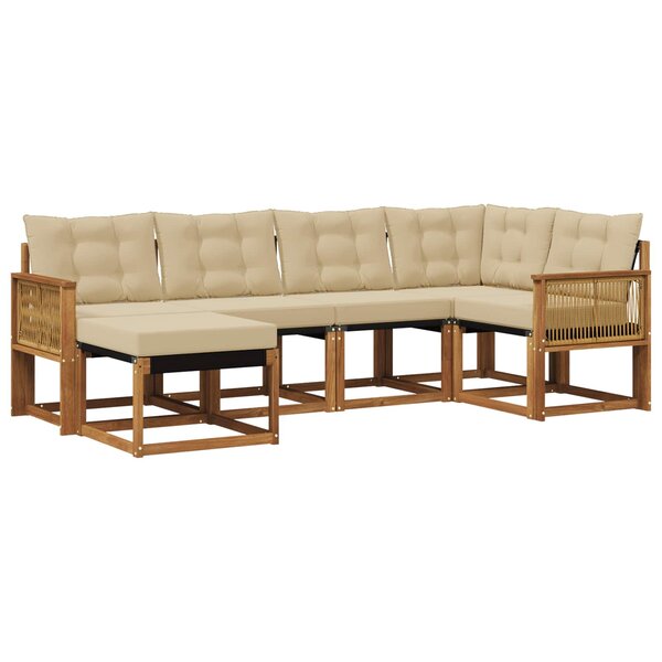 vidaXL Ensemble de canapés d'extérieur 6 pc Naturel et Beige