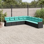 vidaXL Salon de jardin 9 Pièces avec coussins noir résine tressée