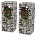 vidaXL Jardinière/Poteau de panier gabion 2 Pièces Acier 50x50x120 cm