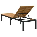 vidaXL Chaise longue noire 200x55x35 cm en bois d'acacia massif