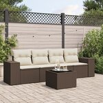 vidaXL Salon de jardin avec coussins 5 Pièces marron résine tressée