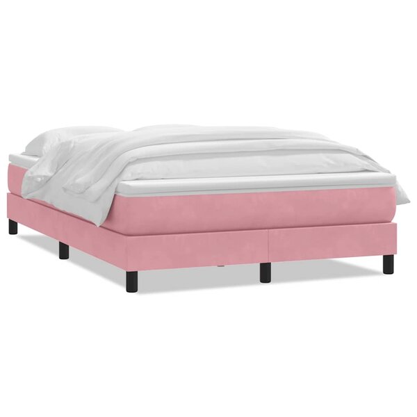 vidaXL Sommier à lattes de lit avec matelas rose 140x220 cm velours