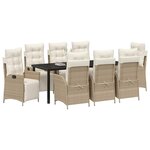 vidaXL Ensemble de salle à manger pour jardin 9 Pièces Beige polyrotin