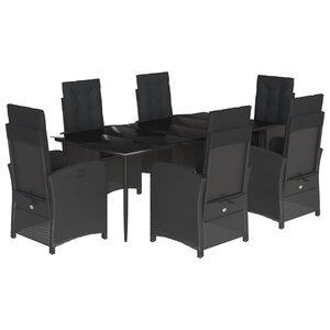 vidaXL Ensemble à manger de jardin coussins 7Pièces Noir Résine tressée