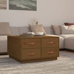 vidaXL Table basse Marron miel 80x80x45 cm Bois massif de pin