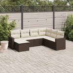 vidaXL Salon de jardin avec coussins 7 Pièces marron résine tressée