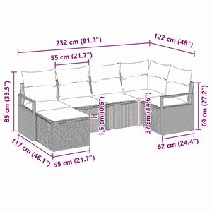 vidaXL Ensemble de canapé de jardin 6 Pièces Beige  Gris clair