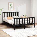 vidaXL Cadre de lit sans matelas noir 140x190 cm bois de pin massif