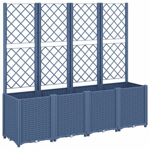 vidaXL Jardinière avec treillis bleu gris 160x40x140 cm PP