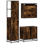 vidaXL Ensemble de meubles de salle de bain 3 Pièces Chêne fumé