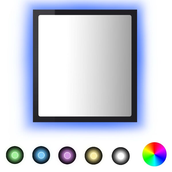vidaXL Miroir LED de salle de bain Noir brillant 40x8 5x37cm Acrylique