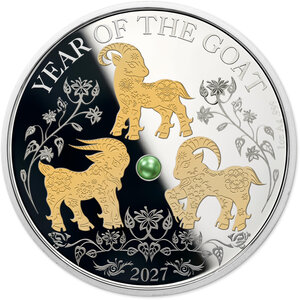 Monnaie YEAR OF THE GOAT With Pearl 1 Oz Argent 5$ Solomon Islands 2026 (PRÉCOMMANDE)
