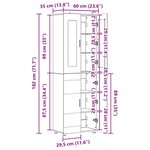 vidaXL Haut Armoire avec étagère FLORIN Gris Sonoma 60 x 35 x 182 cm