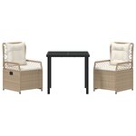 vidaXL Ensemble de jardin 3 pièces Beige en Poly Rattan