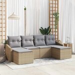 vidaXL Ensemble de canapé de jardin 6 Pièces Beige Poly rotin