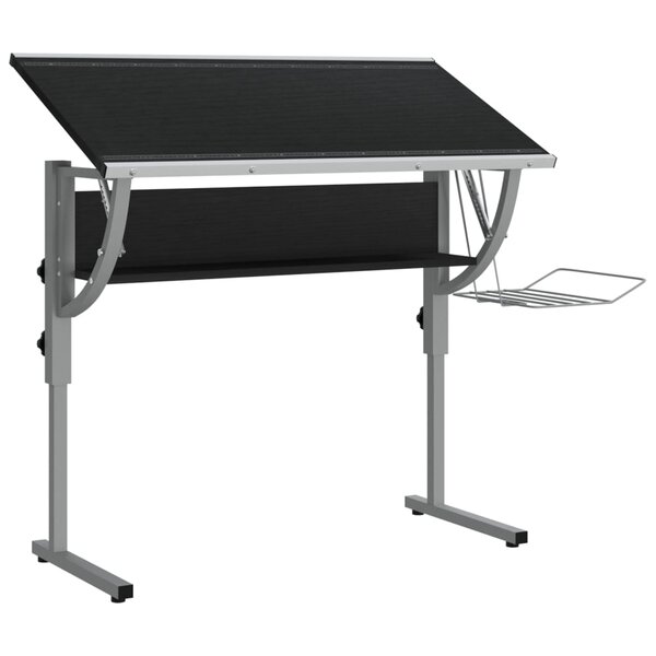 Bureau table poste de travail meuble d'ordinateur informatique étude d'artisanat et 110 x 53 x (58-87) cm noir 02_0023700
