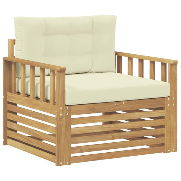vidaXL Canapé d’extérieur Polyester Blanc et crème