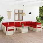vidaXL Salon de jardin palette 10 Pièces avec coussins bois d'épicéa