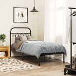 vidaXL Cadre de lit métal sans matelas avec tête de lit noir 80x200 cm