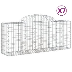 vidaXL Paniers à gabions arqués 7 Pièces 200x50x80/100 cm Fer galvanisé