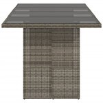 vidaXL Table de jardin dessus en verre gris 190x80x74cm résine tressée