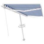 vidaXL Auvent manuel rétractable avec LED 450x350 cm Bleu et blanc