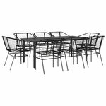 vidaXL Ensemble à manger de jardin 9Pièces noir poly rotin verre