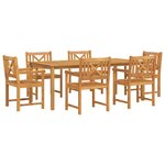 vidaXL Ensemble de salle à manger pour jardin 7 Pièces Marron