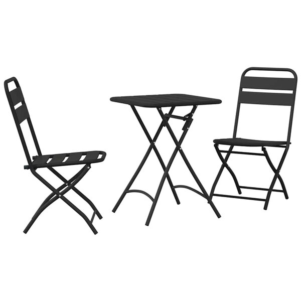 vidaXL Set Bistro Pliant 3 Pièces en Acier Anthracite