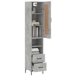 vidaXL Buffet haut Gris béton 34 5x34x180 cm Bois d'ingénierie