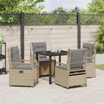 vidaXL Ensemble de dîner de jardin 5 pièces beige en rattan poly