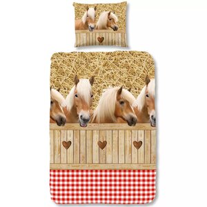 Good morning housse de couette 5058-a horses 140x200/220cm multicolore