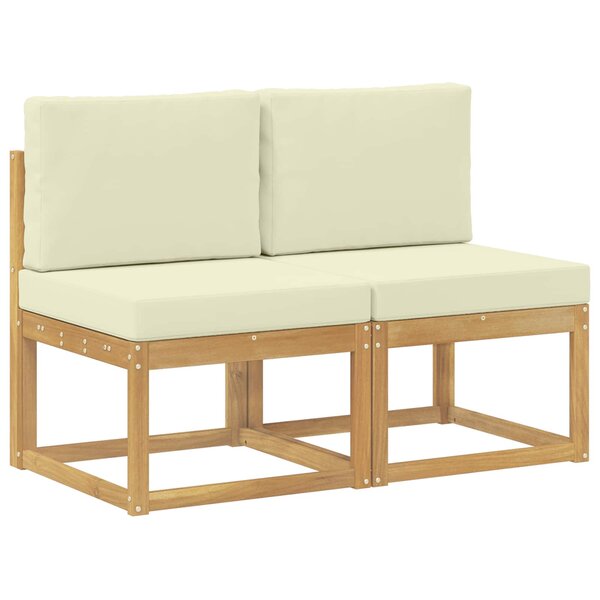 vidaXL 2 pc Sofa de milieu extérieur Bois d'Acacia Massif Blanc