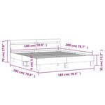 vidaXL Cadre de lit avec LED sans matelas chêne marron 180x200 cm