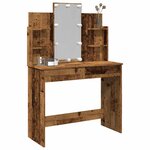 vidaXL Coiffeuse avec lumières LED vieux bois 96x40x142 cm