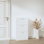vidaXL Meuble à chaussures Blanc 59x17x108 cm Bois d'ingénierie
