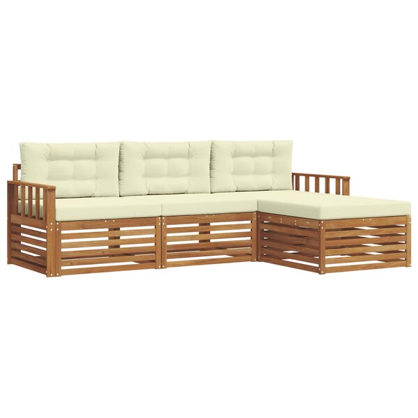 vidaXL Ensemble de canapés d'extérieur 4 pc Naturel et Crème