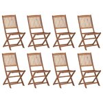 vidaXL Chaises pliables d'extérieur et coussins lot de 8 Bois d'acacia