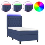 vidaXL Sommier à lattes de lit matelas et LED Bleu 80x200cm Tissu