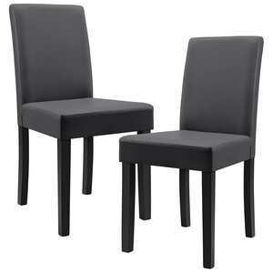 Kit de 2 chaises rembourrées avec pieds en bois massif housse en synthétique design gris foncé 90 x 37/42 x 48 cm 03_0002361