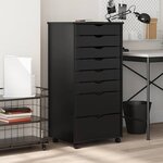 vidaXL Armoire roulante avec tiroirs MOSS noir bois de pin solide