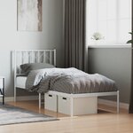 vidaXL Cadre de lit métal sans matelas avec tête de lit blanc 75x190cm