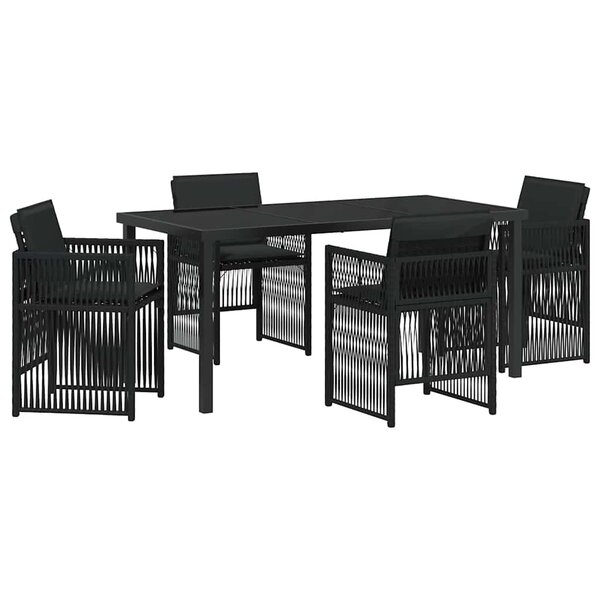 vidaXL Ensemble de salle à manger pour jardin 5 Pièces Noir Poly rotin