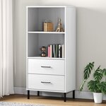 vidaXL Bibliothèque à 2 tiroirs Blanc 60x35x128 5 cm Bois massif OSLO